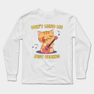 Don't Mind Me, Just Vibing - Guitar Chibi Cat III Long Sleeve T-Shirt